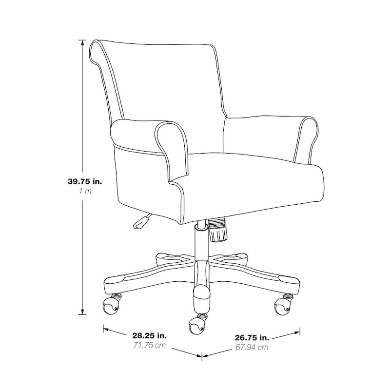 Chaise de bureau Megan avec piètement en bois