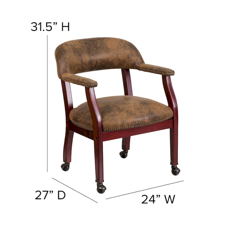 Fauteuil de conférence avec garniture cloutée et roulettes