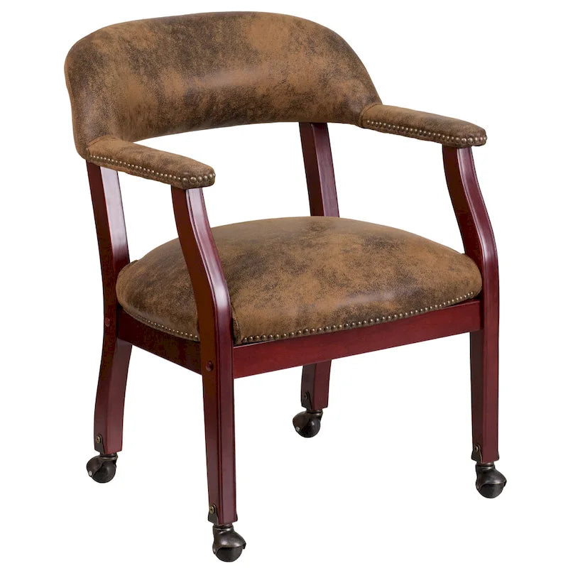 Fauteuil de conférence avec garniture cloutée et roulettes