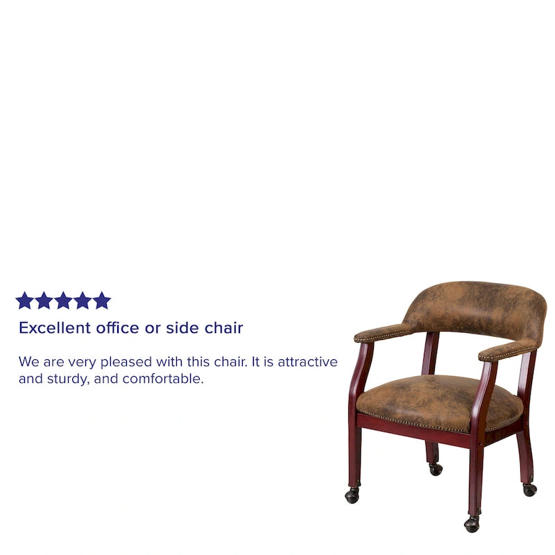 Fauteuil de conférence avec garniture cloutée et roulettes