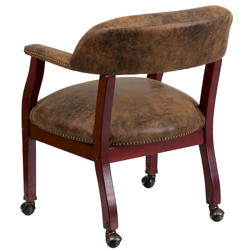 Fauteuil de conférence avec garniture cloutée et roulettes