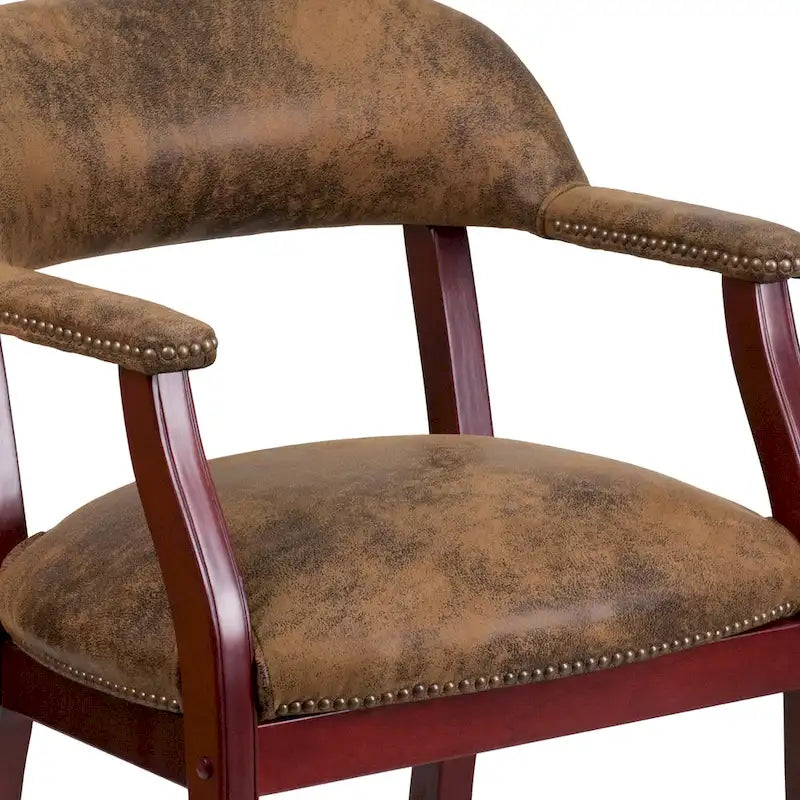 Fauteuil de conférence avec garniture cloutée et roulettes