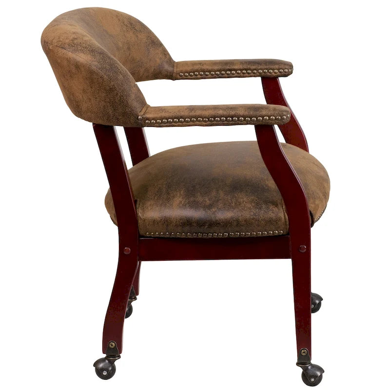 Fauteuil de conférence avec garniture cloutée et roulettes