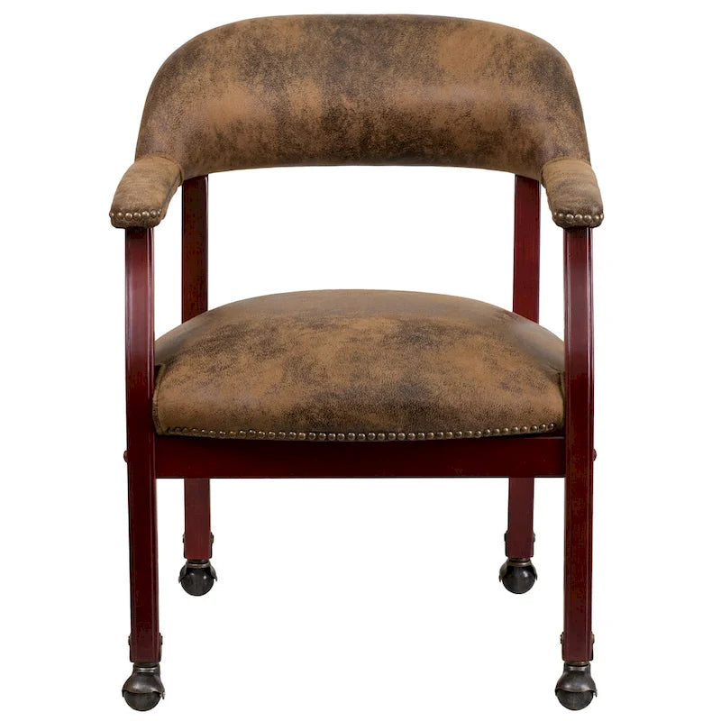 Fauteuil de conférence avec garniture cloutée et roulettes