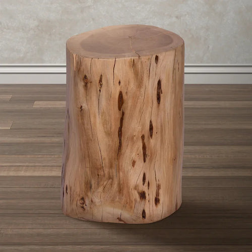 Tabouret/Table d'appoint souche, 43 cm, en bois d'acacia massif à bords naturels, avec détails du grain et des nœuds, marron naturel