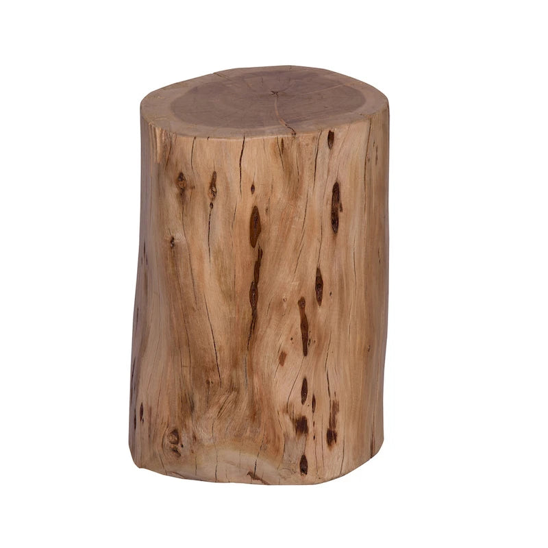 Tabouret/Table d'appoint souche, 43 cm, en bois d'acacia massif à bords naturels, avec détails du grain et des nœuds, marron naturel