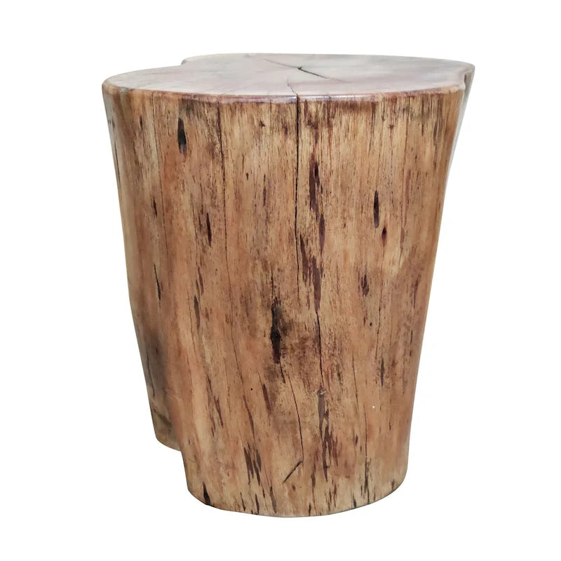 Tabouret/Table d'appoint souche, 43 cm, en bois d'acacia massif à bords naturels, avec détails du grain et des nœuds, marron naturel