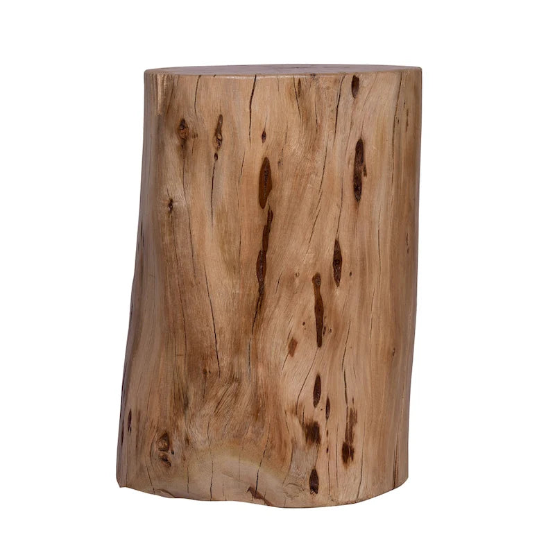 Tabouret/Table d'appoint souche, 43 cm, en bois d'acacia massif à bords naturels, avec détails du grain et des nœuds, marron naturel