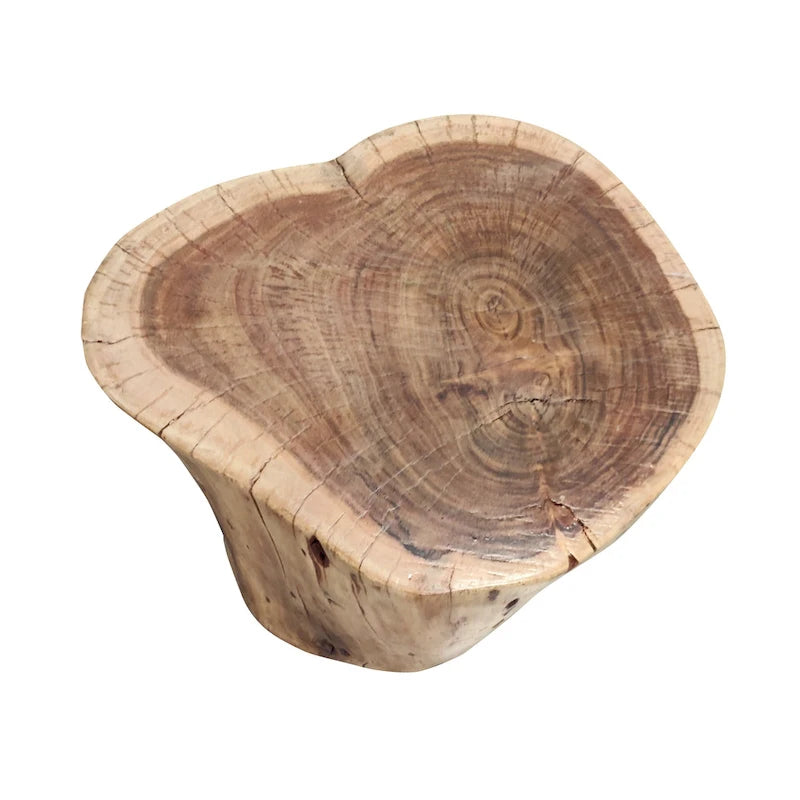 Tabouret/Table d'appoint souche, 43 cm, en bois d'acacia massif à bords naturels, avec détails du grain et des nœuds, marron naturel