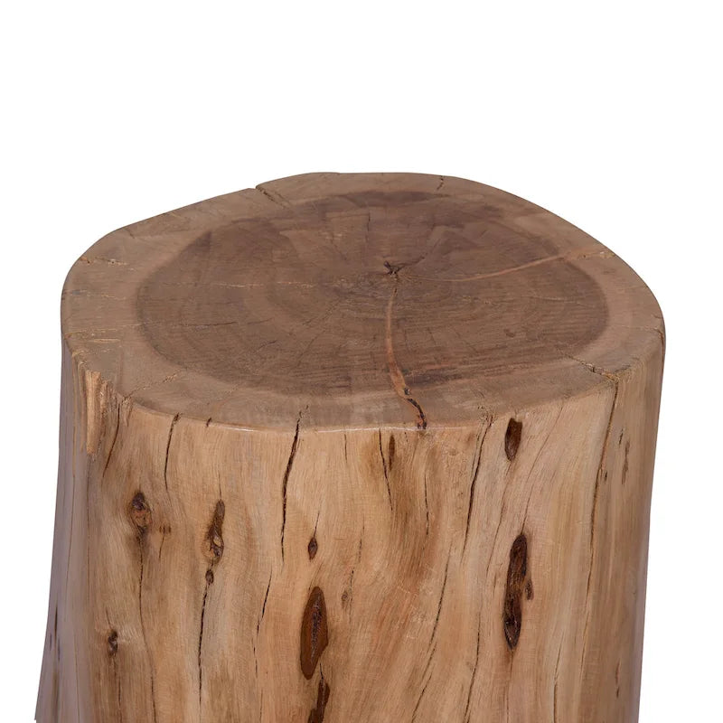 Tabouret/Table d'appoint souche, 43 cm, en bois d'acacia massif à bords naturels, avec détails du grain et des nœuds, marron naturel