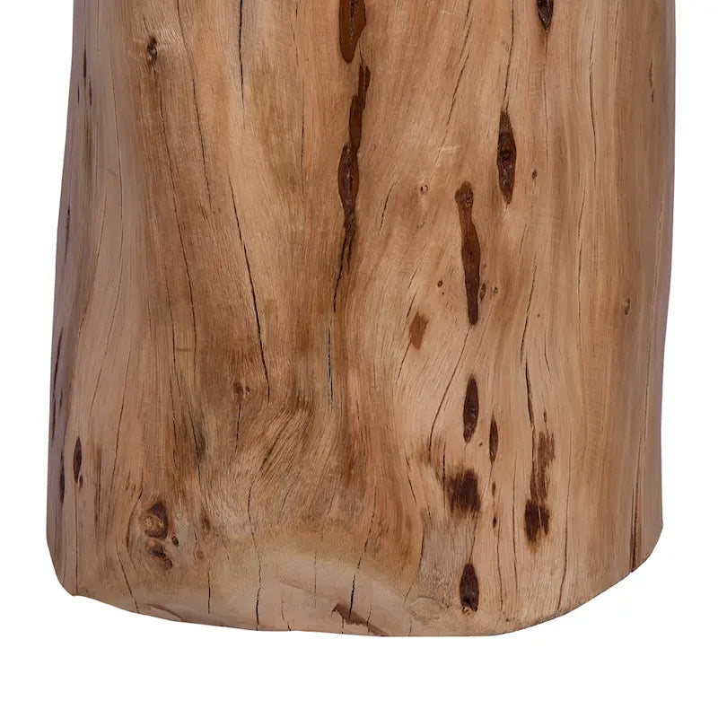 Tabouret/Table d'appoint souche, 43 cm, en bois d'acacia massif à bords naturels, avec détails du grain et des nœuds, marron naturel