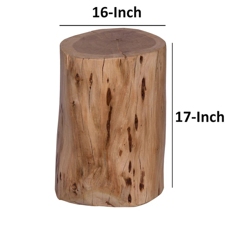 Tabouret/Table d'appoint souche, 43 cm, en bois d'acacia massif à bords naturels, avec détails du grain et des nœuds, marron naturel