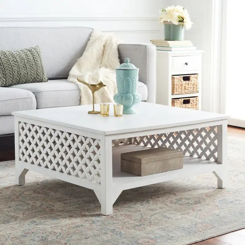 Table basse carrée à une étagère - 86 cm (L) x 86 cm (P) x 41 cm (H)