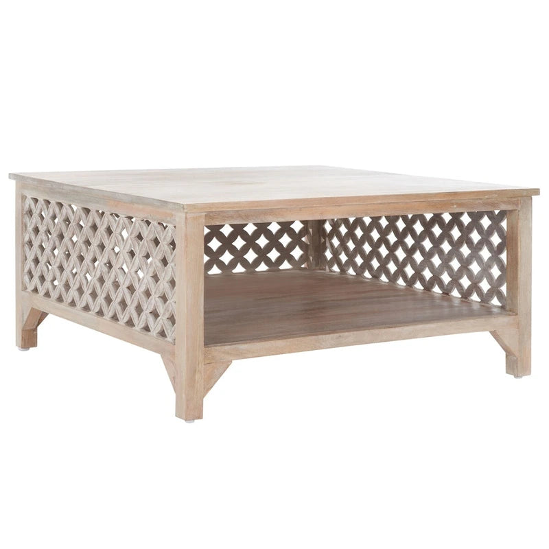 Table basse carrée à une étagère - 86 cm (L) x 86 cm (P) x 41 cm (H)