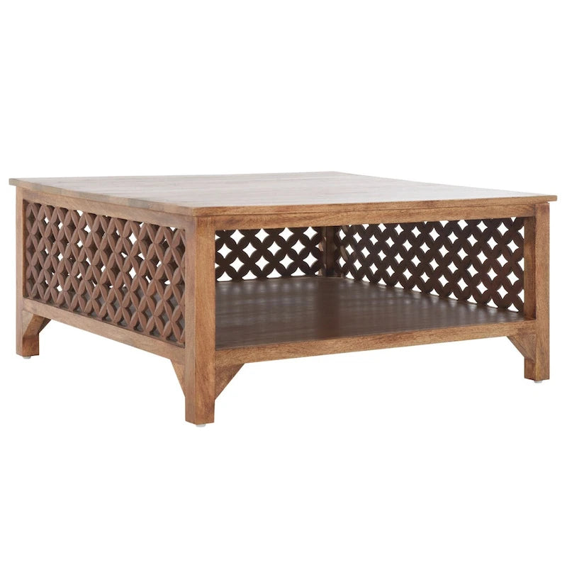 Table basse carrée à une étagère - 86 cm (L) x 86 cm (P) x 41 cm (H)