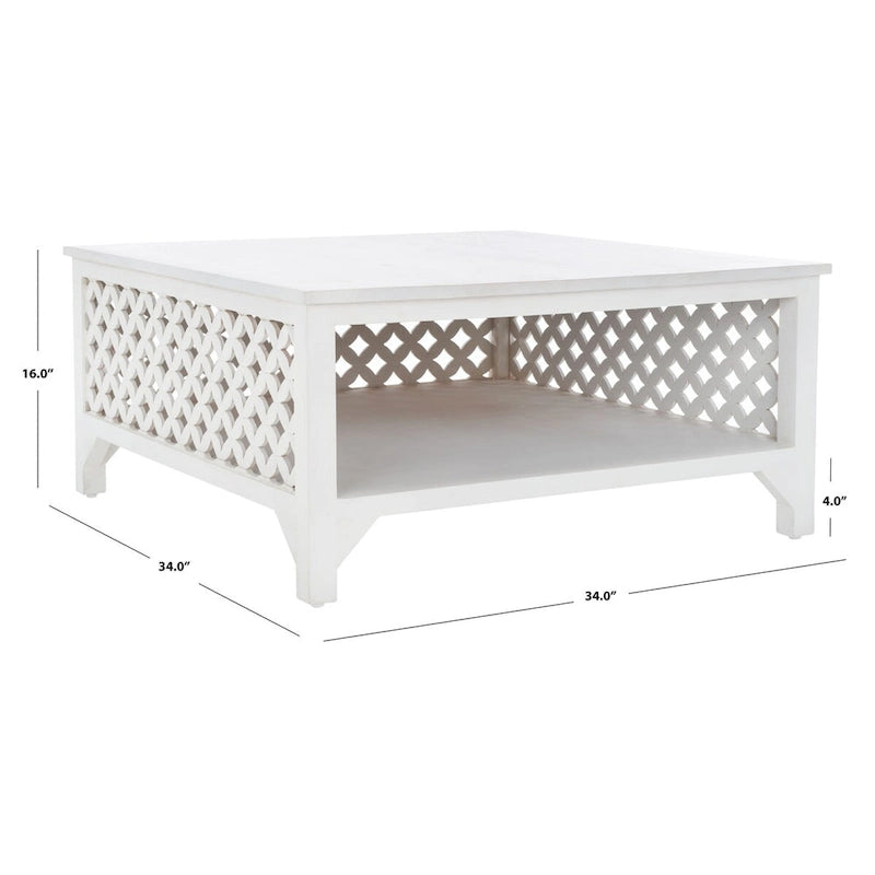 Table basse carrée à une étagère - 86 cm (L) x 86 cm (P) x 41 cm (H)
