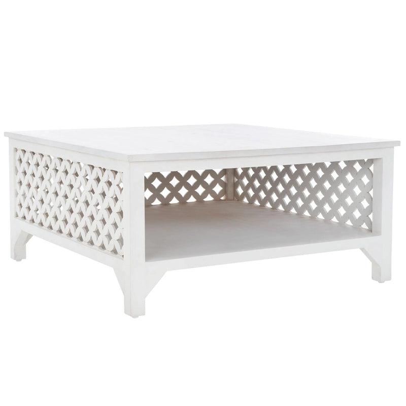 Table basse carrée à une étagère - 86 cm (L) x 86 cm (P) x 41 cm (H)