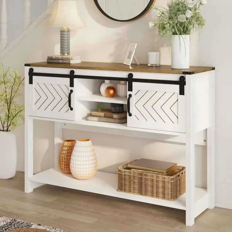46 Table console avec porte coulissante de style grange