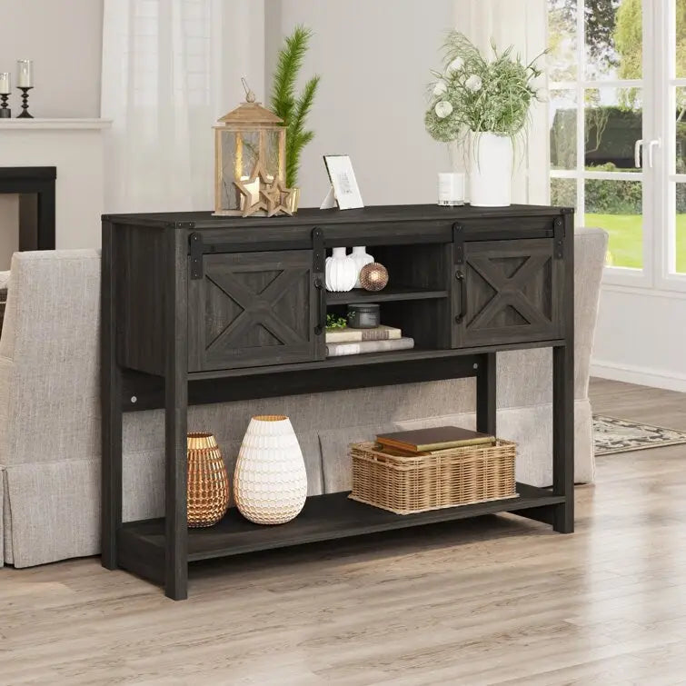 46 Table console avec porte coulissante de style grange