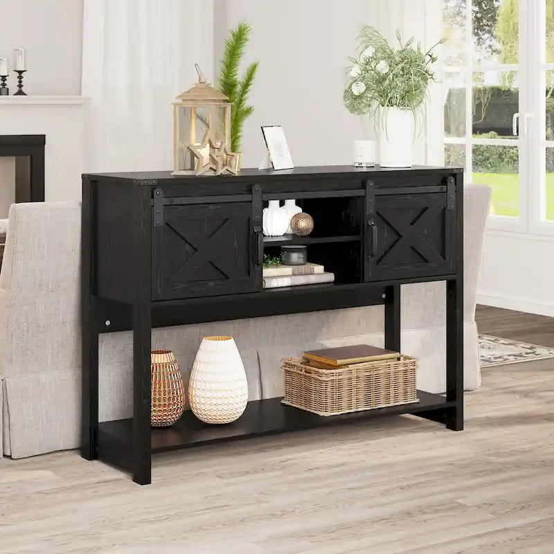 46 Table console avec porte coulissante de style grange