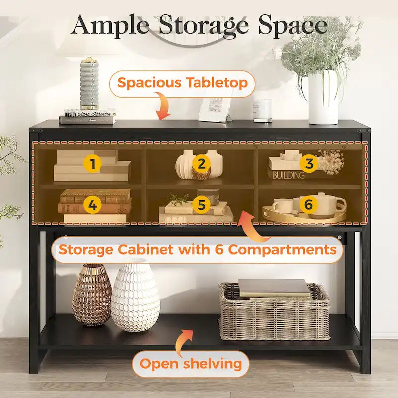46 Table console avec porte coulissante de style grange