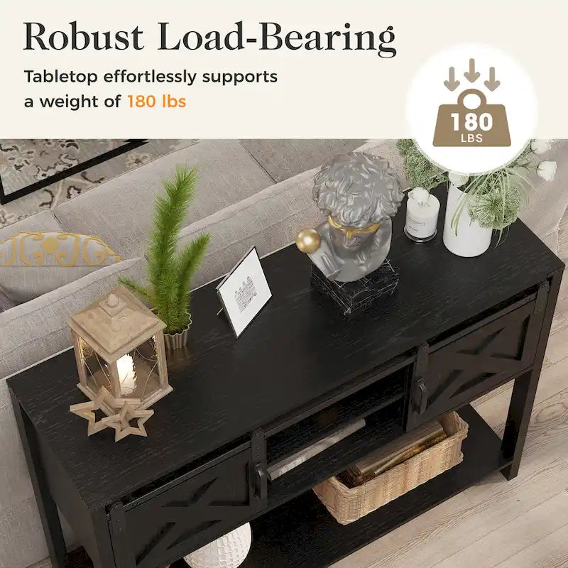 46 Table console avec porte coulissante de style grange