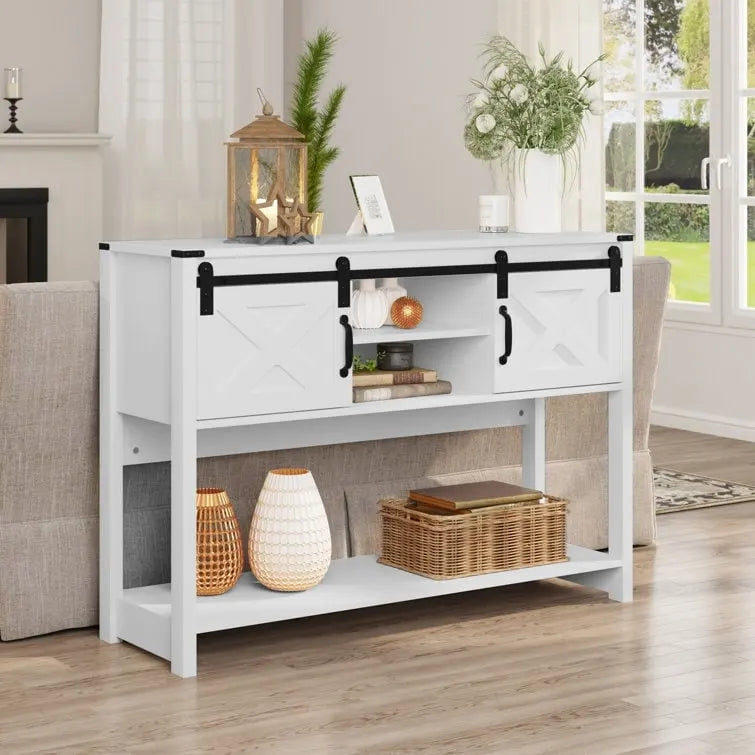 46 Table console avec porte coulissante de style grange