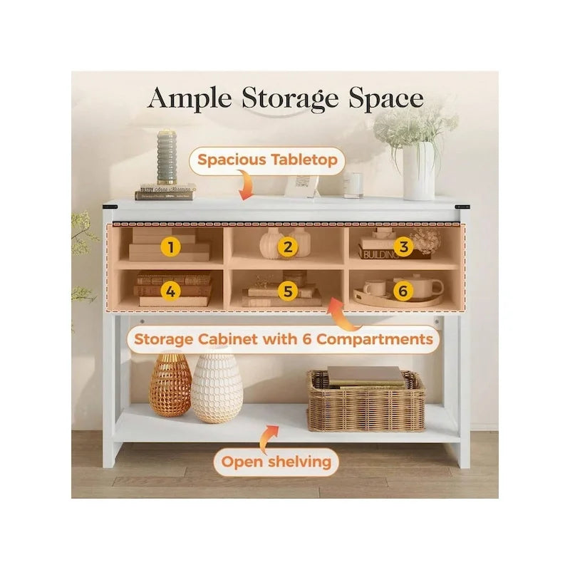 46 Table console avec porte coulissante de style grange