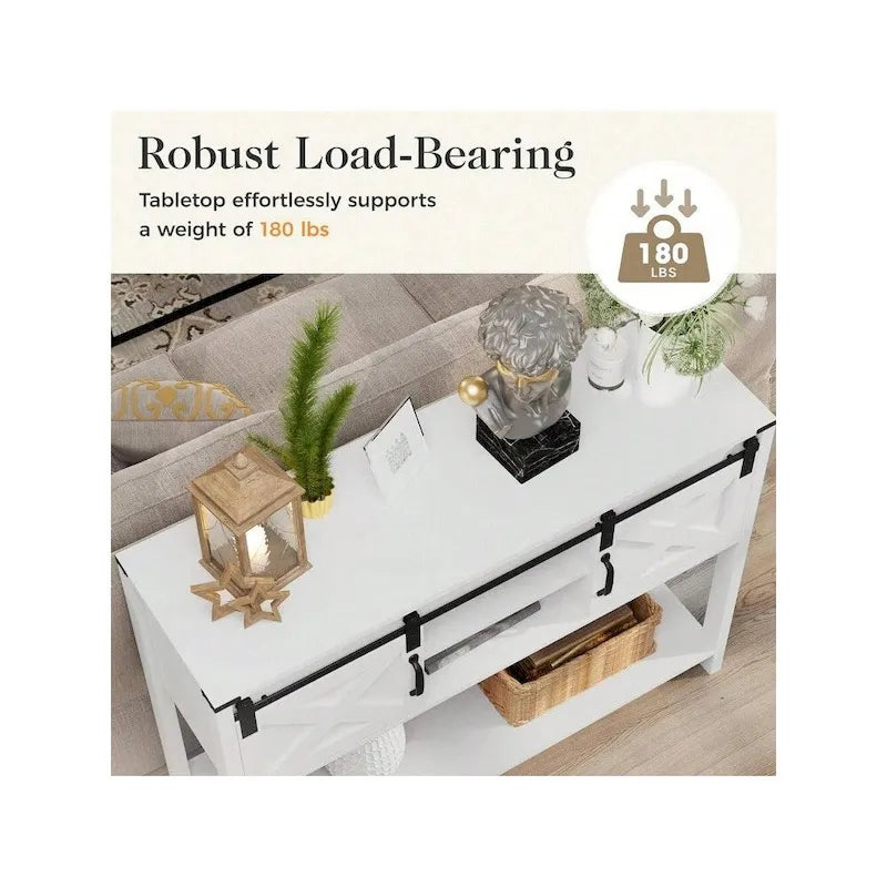 46 Table console avec porte coulissante de style grange