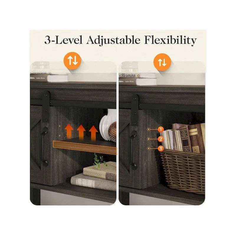 46 Table console avec porte coulissante de style grange