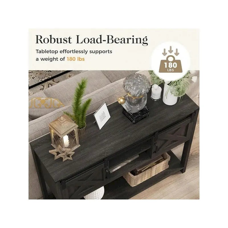 46 Table console avec porte coulissante de style grange