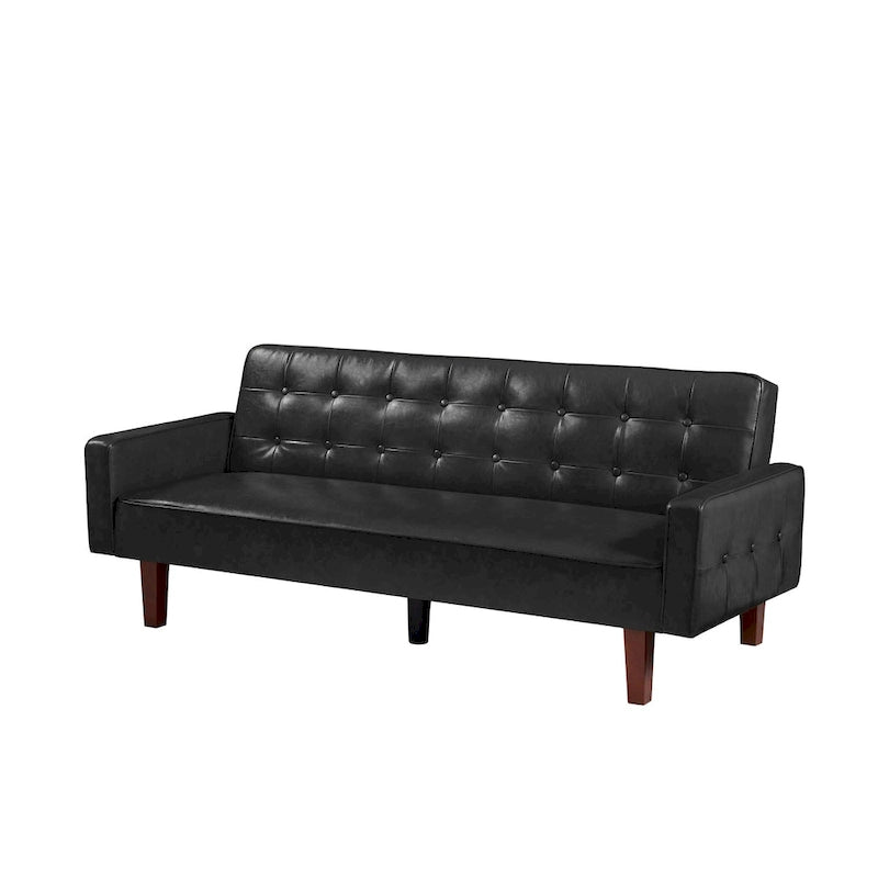 Canapé-lit futon convertible en cuir PU avec dossier réglable pour salon ou chambre d'amis
