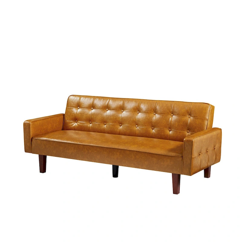 Canapé-lit futon convertible en cuir PU avec dossier réglable pour salon ou chambre d'amis