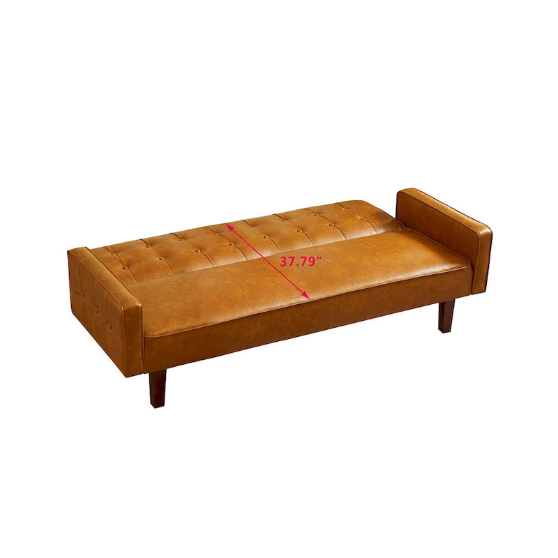 Canapé-lit futon convertible en cuir PU avec dossier réglable pour salon ou chambre d'amis