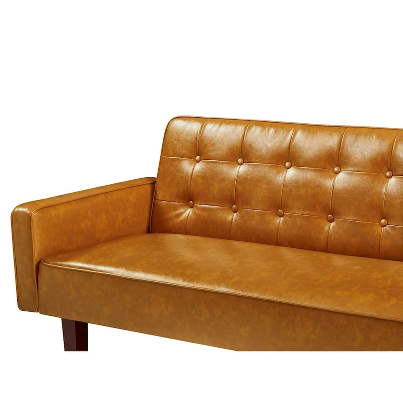 Canapé-lit futon convertible en cuir PU avec dossier réglable pour salon ou chambre d'amis
