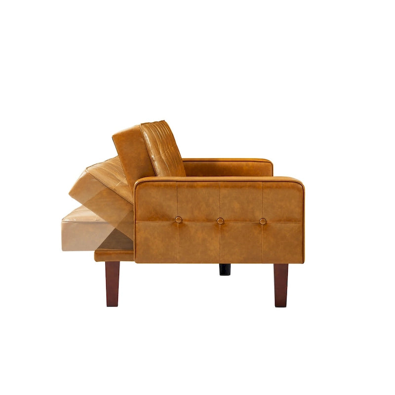 Canapé-lit futon convertible en cuir PU avec dossier réglable pour salon ou chambre d'amis