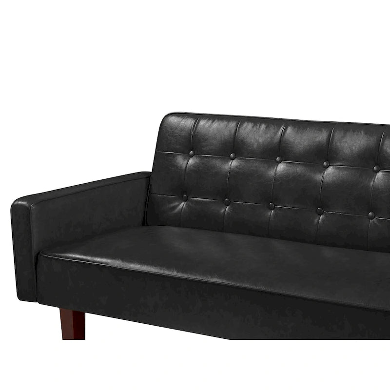 Canapé-lit futon convertible en cuir PU avec dossier réglable pour salon ou chambre d'amis