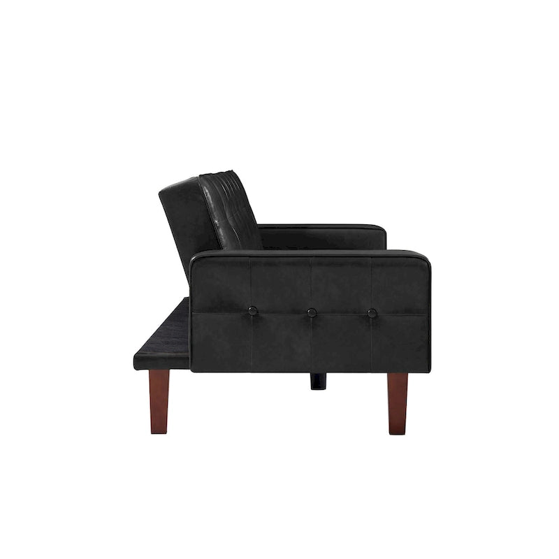 Canapé-lit futon convertible en cuir PU avec dossier réglable pour salon ou chambre d'amis