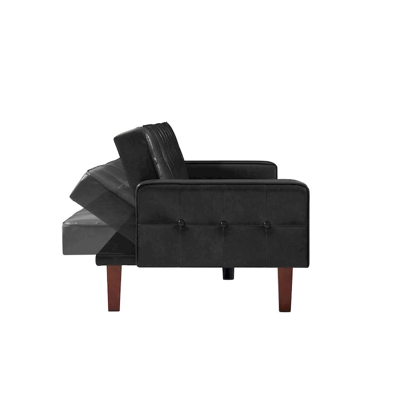 Canapé-lit futon convertible en cuir PU avec dossier réglable pour salon ou chambre d'amis