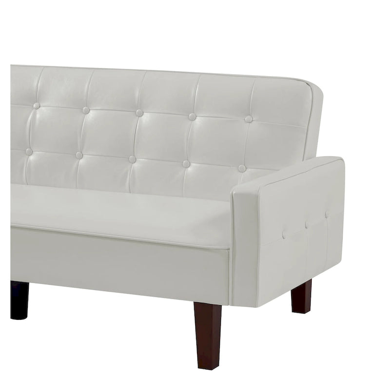 Canapé-lit futon convertible en cuir PU avec dossier réglable pour salon ou chambre d'amis