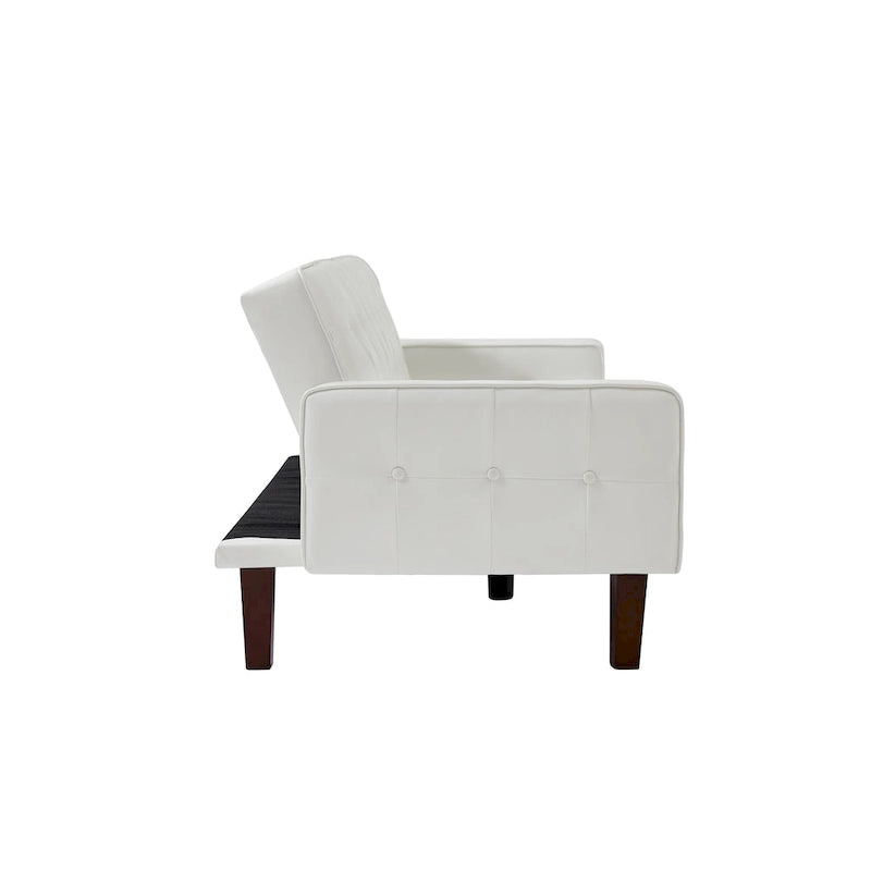 Canapé-lit futon convertible en cuir PU avec dossier réglable pour salon ou chambre d'amis
