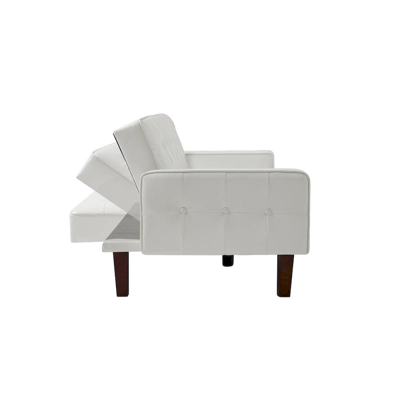 Canapé-lit futon convertible en cuir PU avec dossier réglable pour salon ou chambre d'amis
