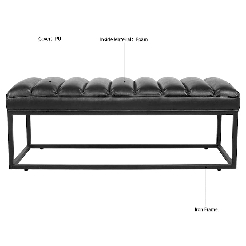 Banc capitonné avec piètement en métal moderne pour chambre ou entrée