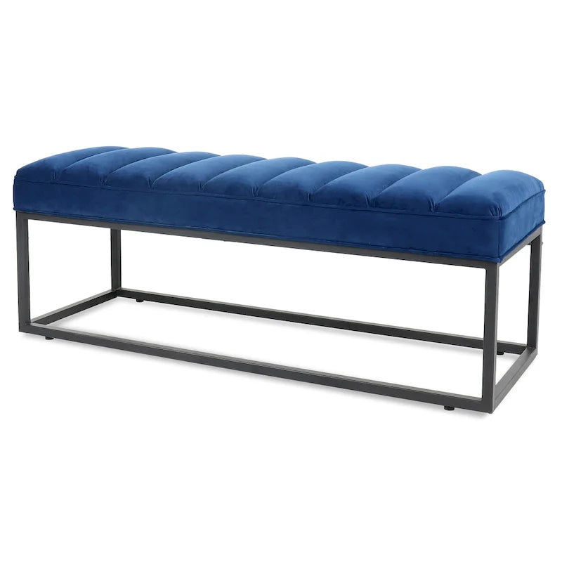Banc capitonné avec piètement en métal moderne pour chambre ou entrée