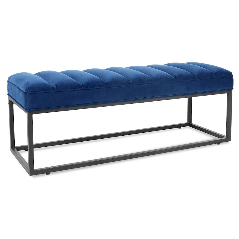 Banc capitonné avec piètement en métal moderne pour chambre ou entrée