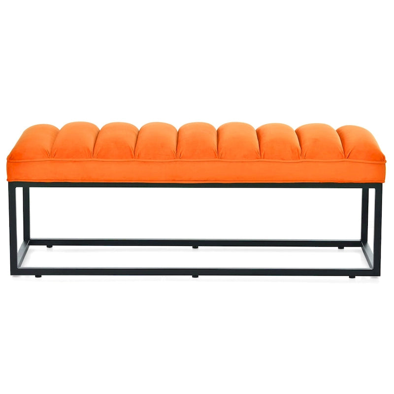 Banc capitonné avec piètement en métal moderne pour chambre ou entrée