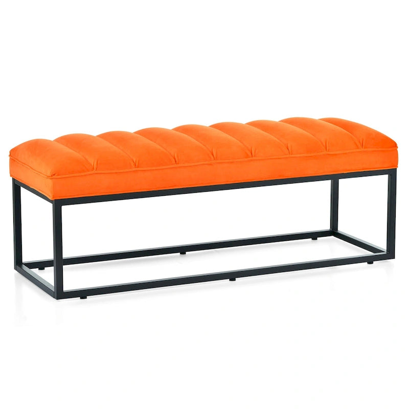 Banc capitonné avec piètement en métal moderne pour chambre ou entrée