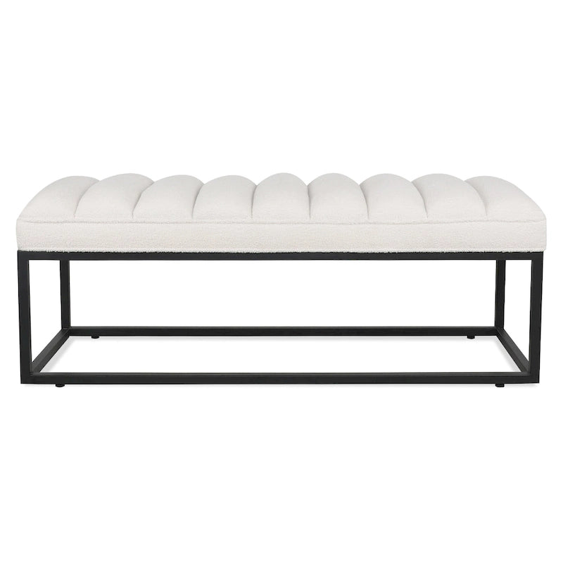 Banc capitonné avec piètement en métal moderne pour chambre ou entrée