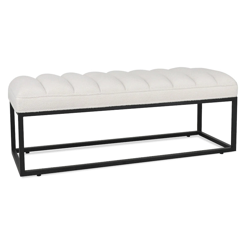 Banc capitonné avec piètement en métal moderne pour chambre ou entrée