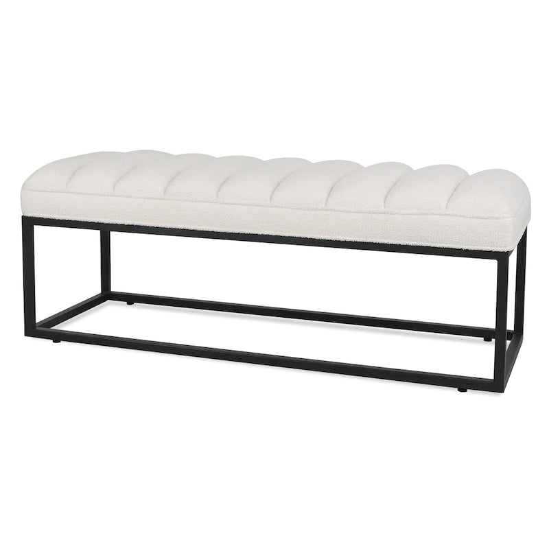 Banc capitonné avec piètement en métal moderne pour chambre ou entrée